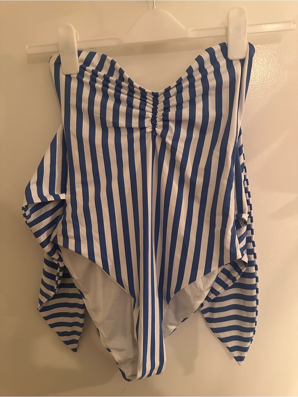 WeWoreWhat Blue & White Striped Off-Shoulder One-Piece Swimsuit
